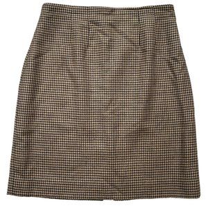 Lands’ End Wool Tweed Classic Houndstooth Office Workwear Knee A-Line  Skirt-10